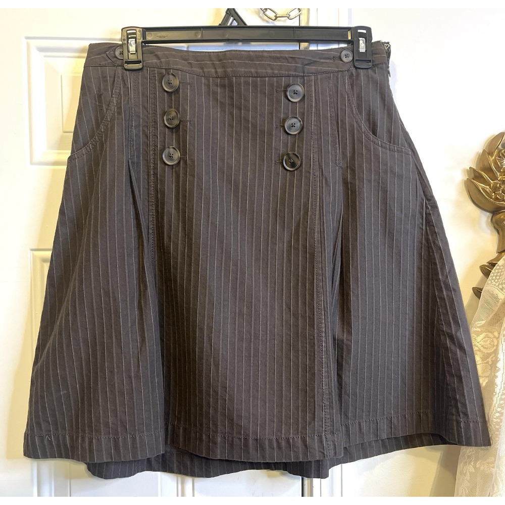 NWT Merona Vintage 2007 Pinstripe Skirt Size 10 Brown Pleated Y2K Dark Academia